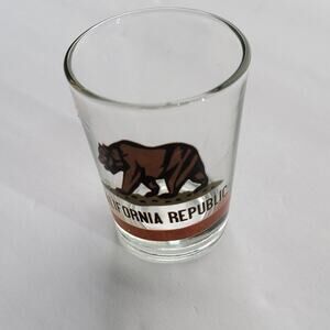 California Republic Shot Glass Unisex Small Clear Glass Decorated Souvenir